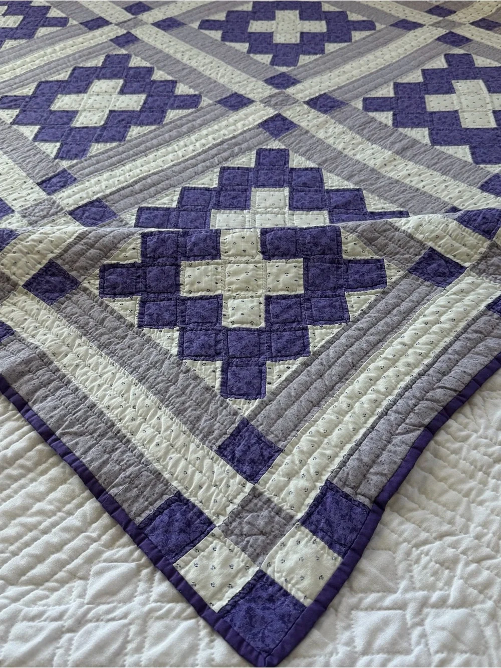 Hand Pieced Hand Quilted Amish Style King Quilt 102x88